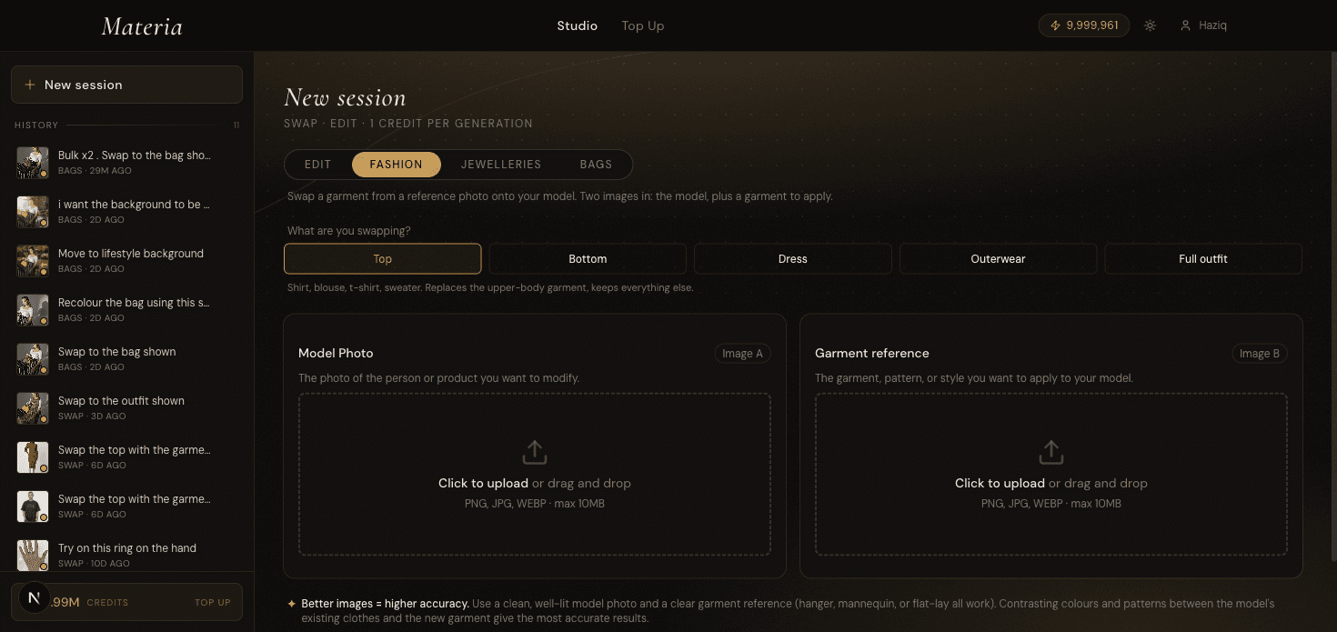 Materia Studio interface